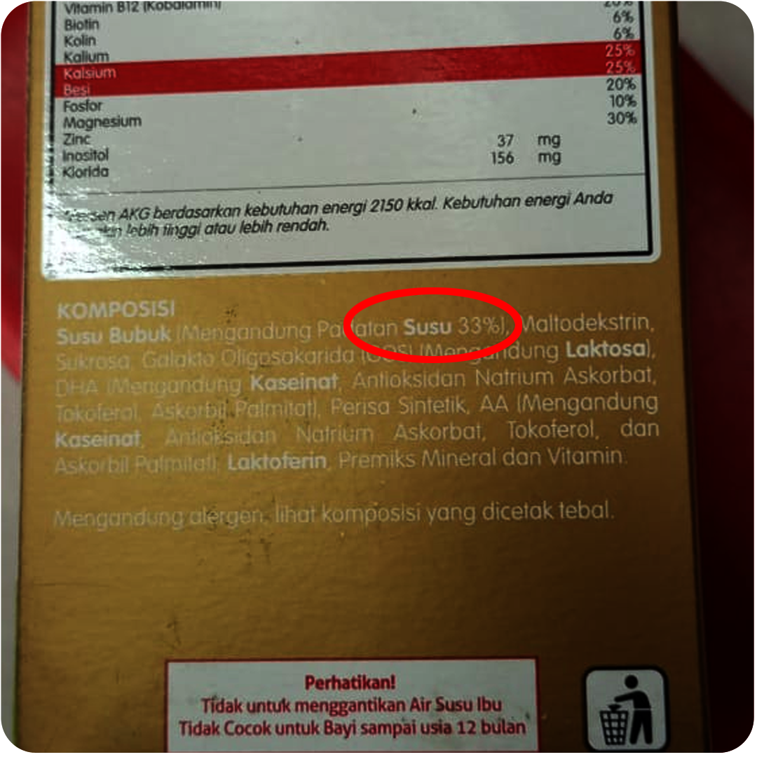 Merek A - Kadar Susu ~33%